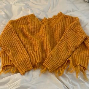 womens yellow v neck sweater